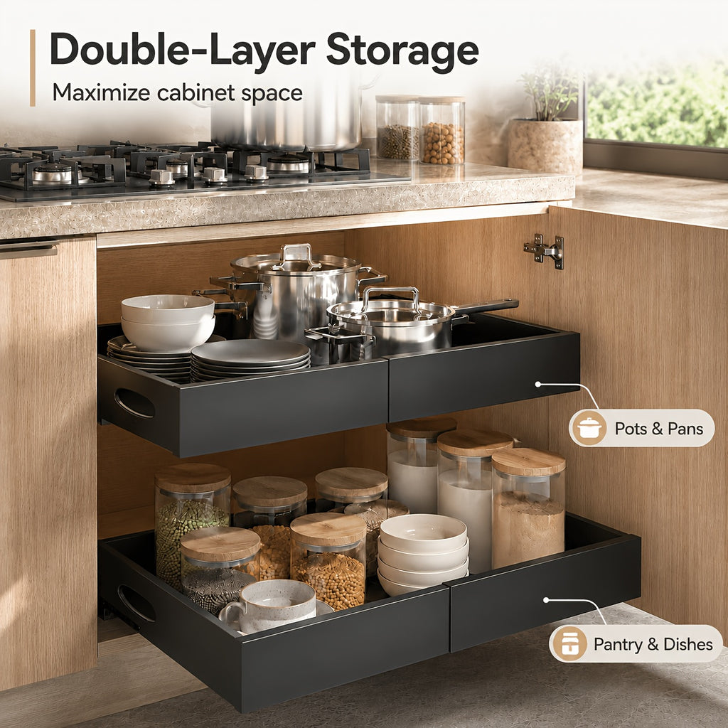 Smart Pull-Out Cabinet Organizer – smooth-access cabinet organization, Multi-purpose Retractable Drawer Cabinet Under Sink And Cabinet 17 1 to 26 77 Wide, designed for American homes, daily convenience and practical gifting