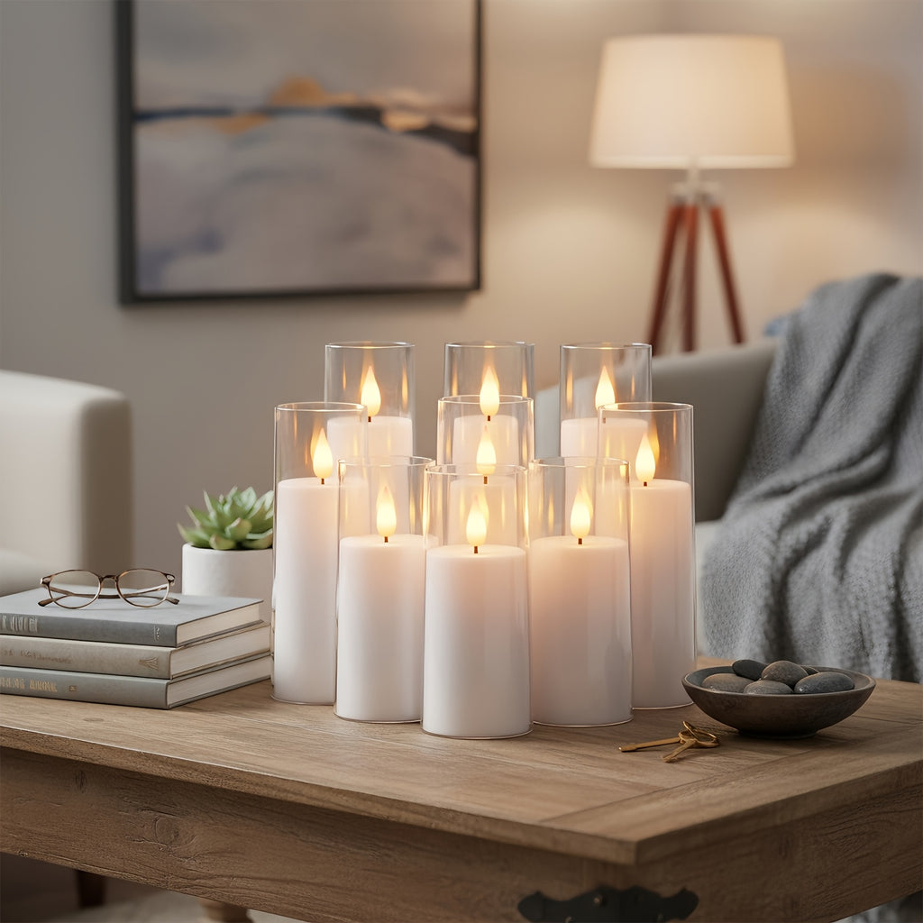 Smart 5/9pcs Decorative Home Lighting – warm functional room lighting, 5 9pcs Pure White Flameless Candles Battery-operated Candles With Remote Control And Timer Flickering, designed for American homes, daily convenience and practical gifting