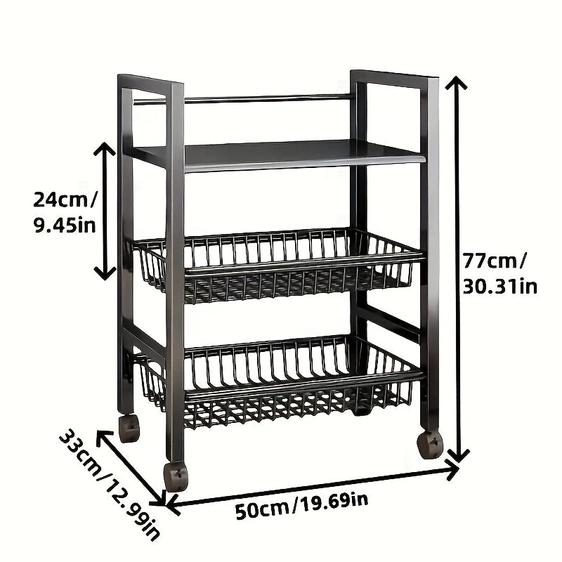 Heavy-Duty 1pc Adjustable Home Storage Rack – durable multi-purpose storage, 1pc Movable Storage Rack Adjustable Kitchen Shelf with Baskets Kitchen Organizer And Storage Metal, designed for American homes, daily convenience and practical gifting