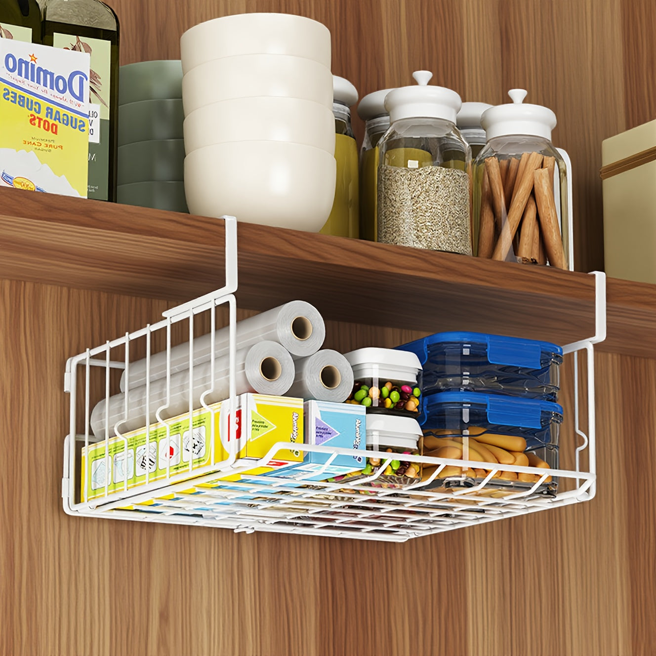 Compact Stackable Home Storage Bins – portable space-saving storage, Hanging Wall-Mounted Foldable Storage Basket - Waterproof Rust-Resistant Organizer for Kitchen Laundry Pantry Desk, designed for American homes, daily convenience and practical gift