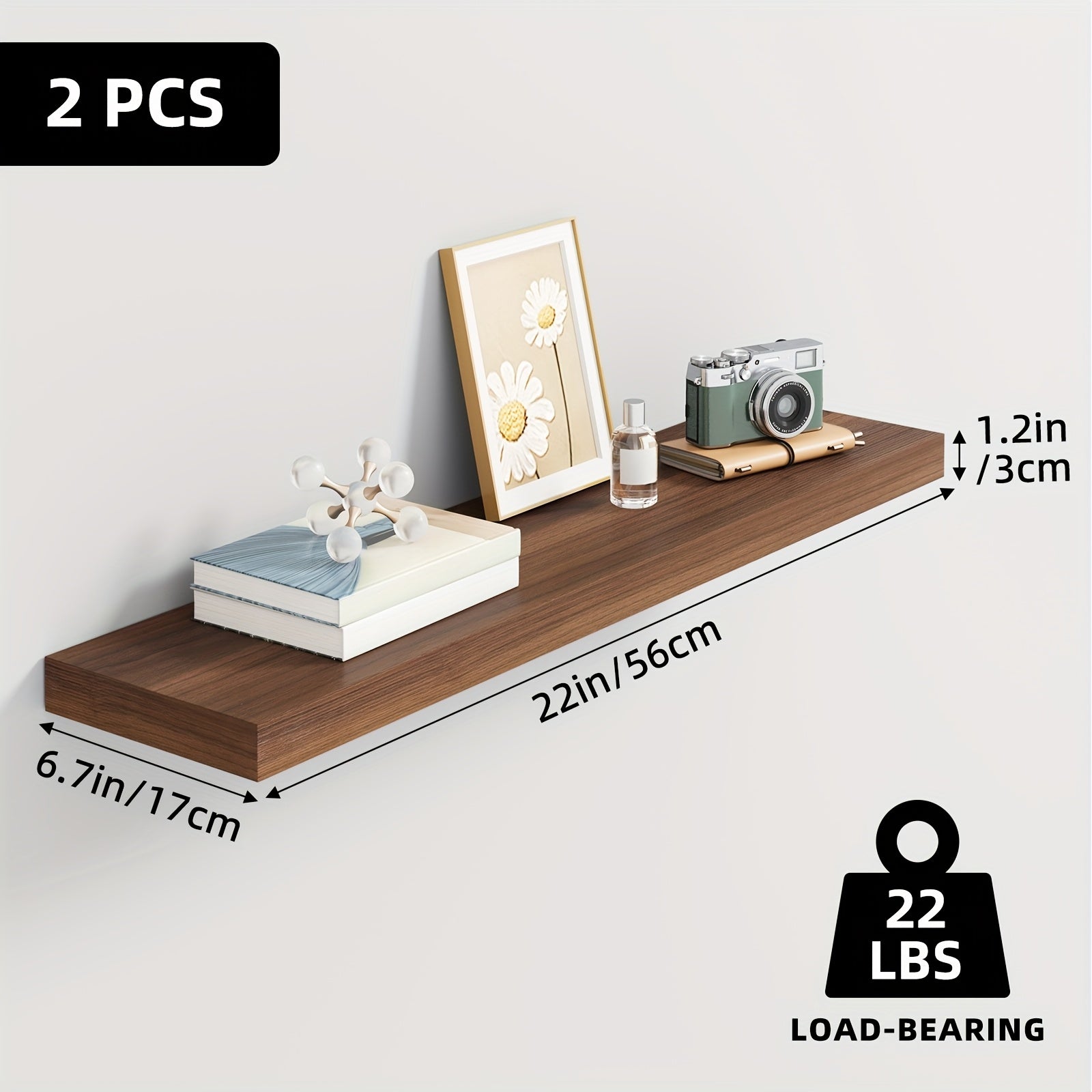 Home Living Essential – TOMNK 2 4 6pcs Set Floating Shelves 15 7-inch 19 7-inch 22-inch Wooden