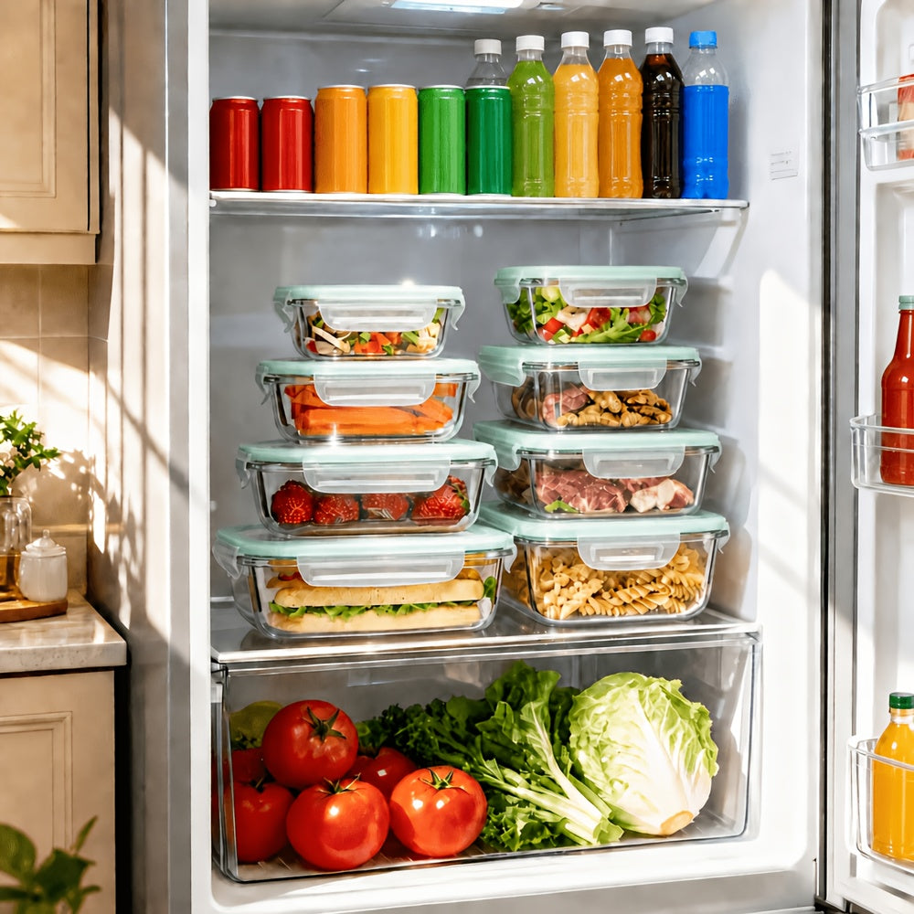 Easy-Access 24/16pcs Glass Meal Prep Container Set – leak-resistant reusable meal prep, 24 16pcs 12 8 Lids 12 8 Containers Sealed Glass Food Storage Container Outdoor, designed for American homes, daily convenience and practical gifting