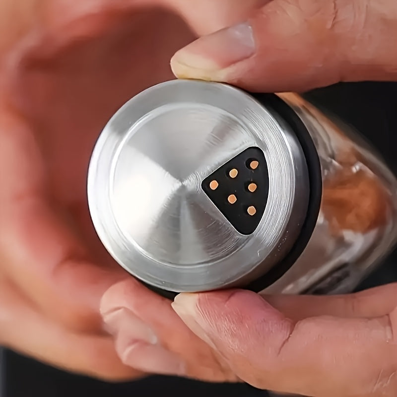 A Set Of 6/12 Glass Spice Jars with A Rotating Base, Featuring A 360° Rotating Design for Space-saving Kitchen Storage. Transparent Glass Jars Provide Visual Organization And Easy Access, While The Stainless Steel Lids Seal to Keep The Seasoning Neat