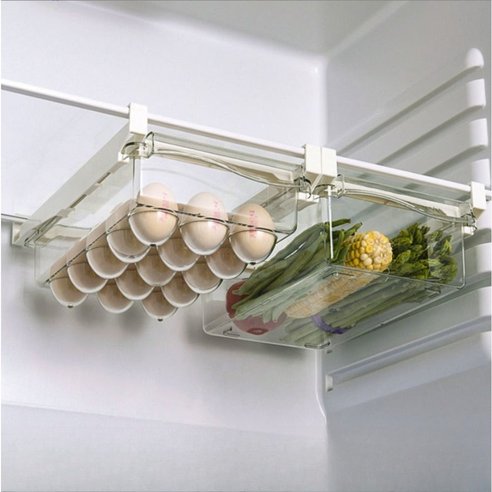 Heavy-Duty Stackable Storage Drawer – smooth-access cabinet organization, One Transparent Refrigerator Drawer Organizer Thickened Plastic Egg Storage Rack Suitable for Shelves Dividers, designed for American homes, daily convenience and practical gif