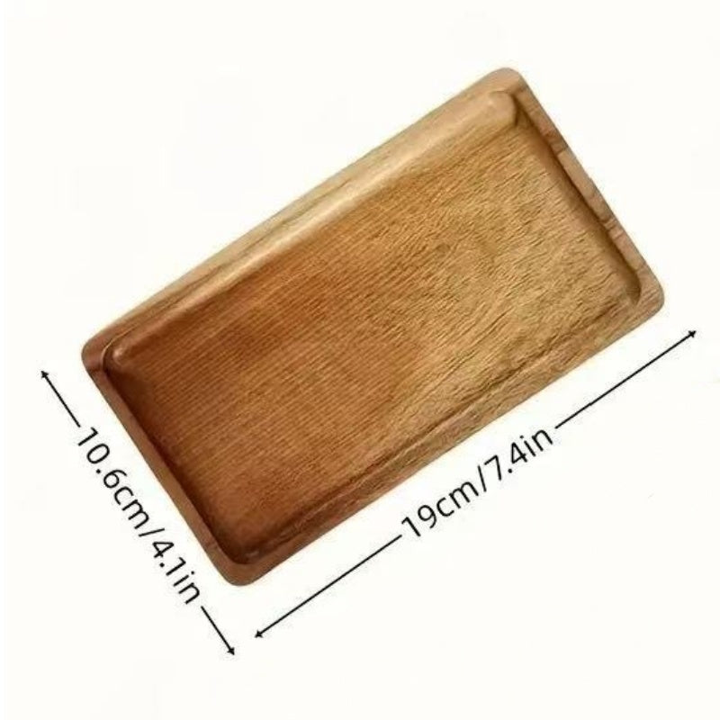 4pcs Small Acacia Wood Serving Platters, Rectangular Decorative Trays, Display Trays, Rectangular Wooden Platters for Home Decor, Cheese And Appetizer Plates, Kitchen Dinner Plates, Rectangular Cake And Dessert Trays for Food Serving
