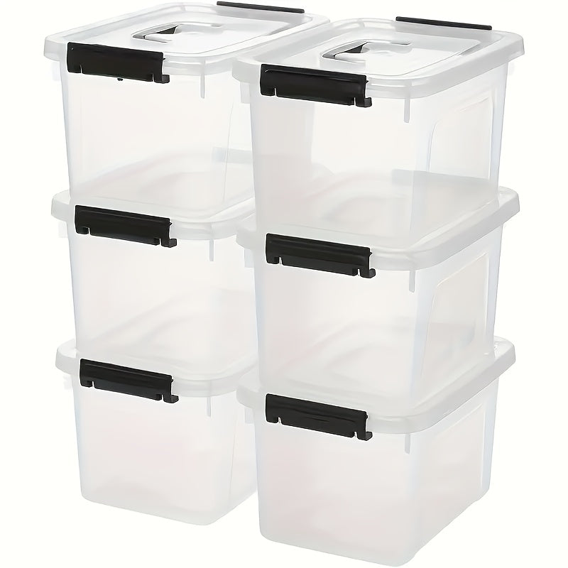Easy-Access 6pcs Stackable Home Storage Bins – portable space-saving storage, 6pcs Stackable Transparent Plastic Large Capacity Storage Box Covered Storage Box - Suitable for, designed for American homes, daily convenience and practical gifting