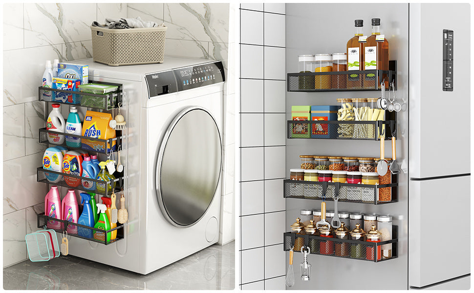 Modern 2/4 Pack Adjustable Home Storage Rack – durable multi-purpose storage, 2 4 Pack Magnetic Spice Rack For Refrigerator Magnetic Shelf Fridge Magnet Organizer Magnetic, designed for American homes, daily convenience and practical gifting