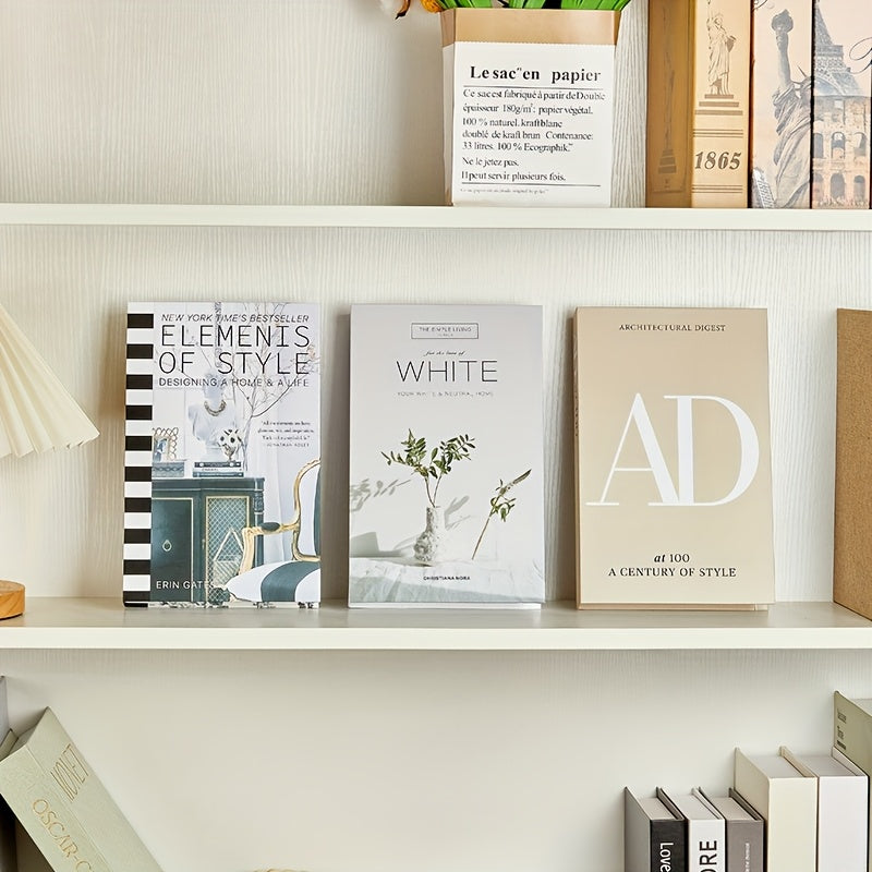 Home Living Essential – Set of 3 Modern Minimalist Faux Books in Black, White, And Beige - Stylish Decorat