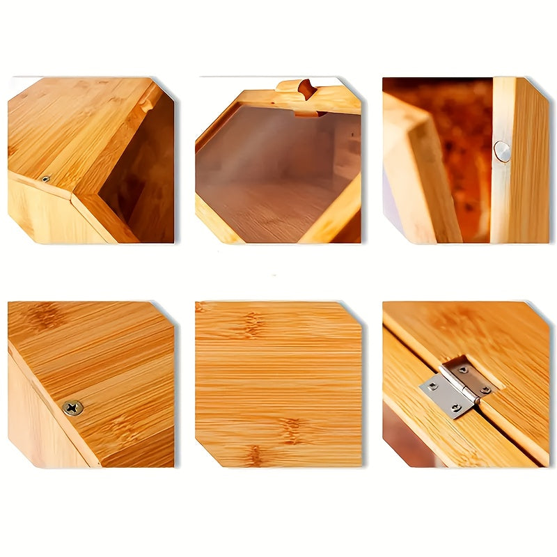 1pc Double Layer Large Bread Box for Kitchen Counter, Wooden Large Capacity Bread Storage Bin