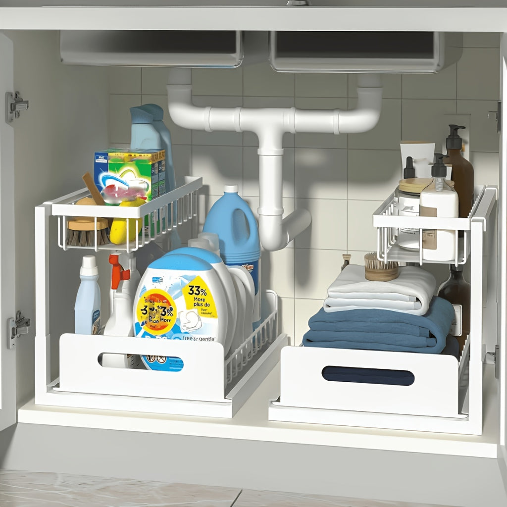 Modern 1/2pcs Pull-Out Cabinet Drawer Organizer – smooth-access storage, space-saving cabinet organization, designed for American kitchens, pantries, apartments, home organization, daily use and practical gifting
