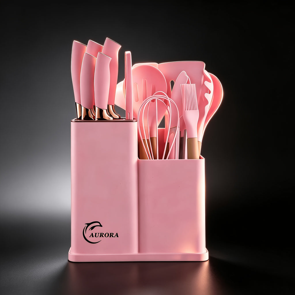 Kitchen Essential – Silicone Kitchen Utensils Set | Heat Resistant And High-Quality, Suitable for Non Stick Pans, Stainless Steel Cutting Tools, Small Kitchen Tools, Ideal Holiday Gift 19 Se