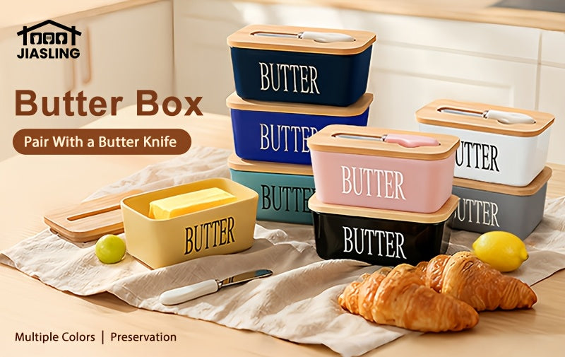 Modern 1pc Butter Dish with Lid – covered refrigerator storage, 1pc Luxury Large Butter Dish with Lid - Ceramic Countertop Keeper with Knife High-Quality, designed for American homes, daily convenience and practical gifting