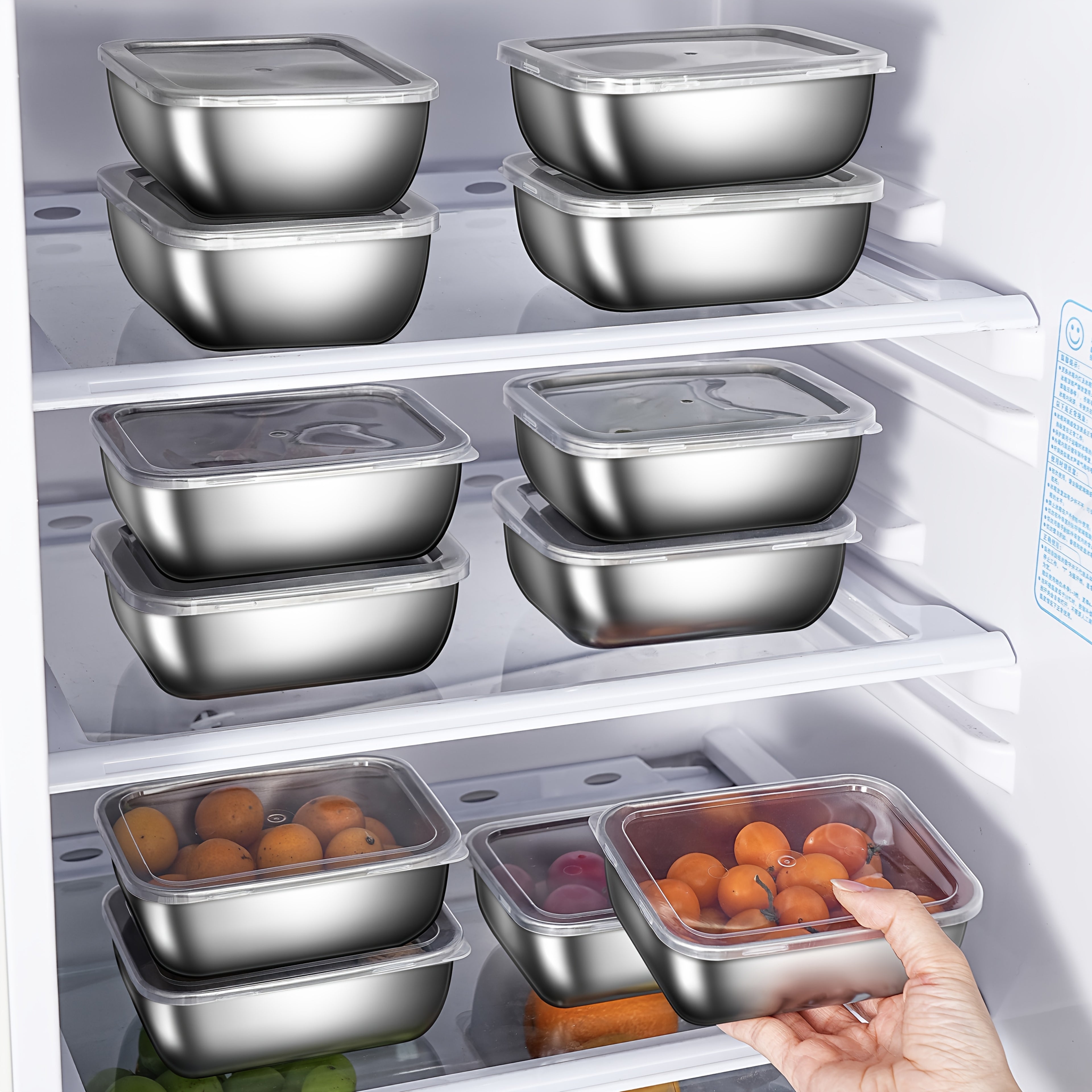 Compact Refrigerator Storage Organizer – easy-access fridge organization, Stainless steel storage containers for home storage square food storage boxes refrigerator organizer boxes, designed for American homes, daily convenience and practical gifting