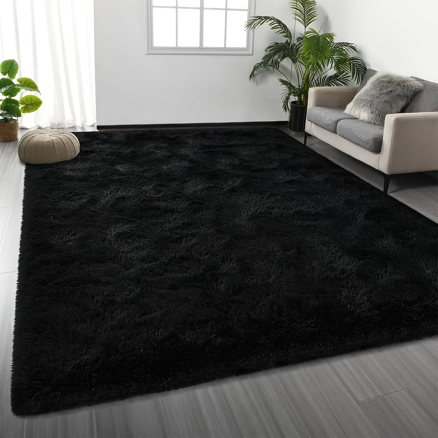 Area Rug – 1pc Luxurious Rectangular Shaggy Plush Carpet Rug - Soft, Fluffy, Tie-dyed, Solid,