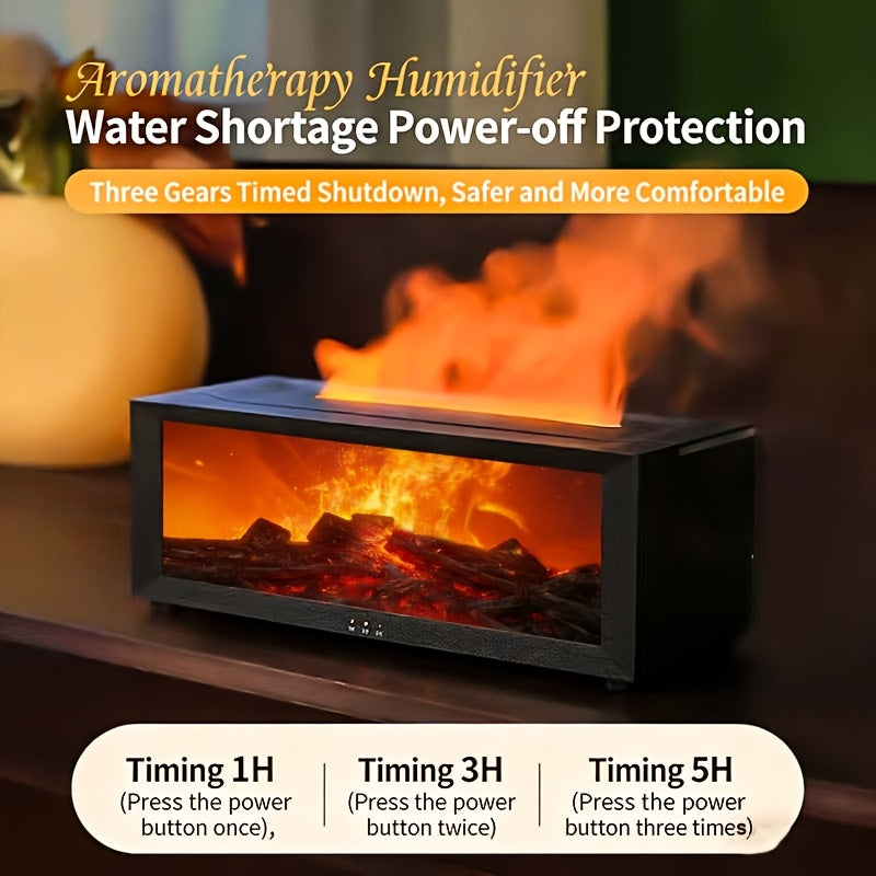 Local Warehouse USB-Powered Simulated Flame Fireplace Humidifier, with Periodic Shut-off Function, Warm Ambient Lighting, and the Ability to Add Aromatic Essential Oils. Suitable for Homes, Schools, Offices, and as a Holiday Gift. An Ideal Choice