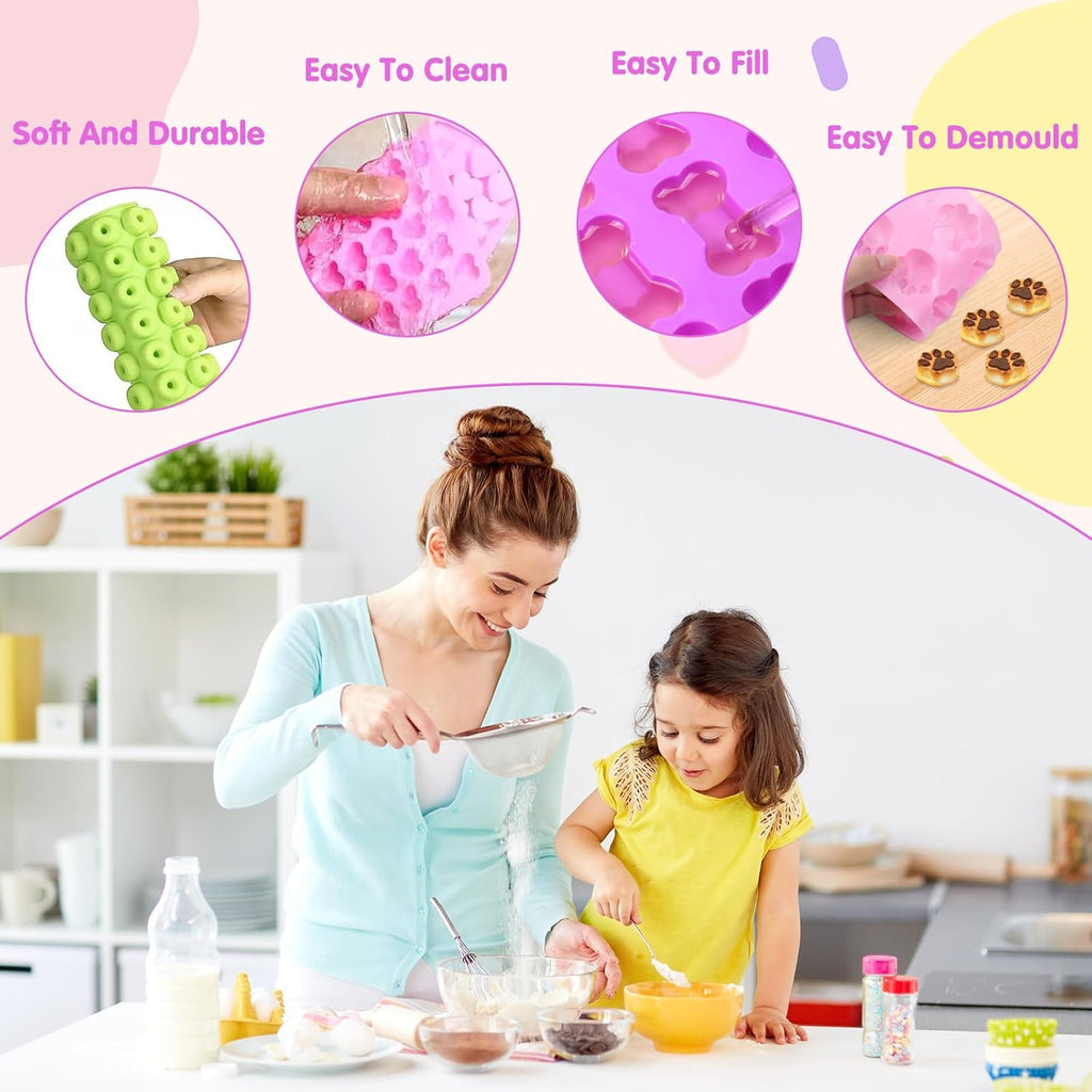 10Pack Silicone Baking Set with Scraper, Pastry Brush Dog Biscuits, Treats