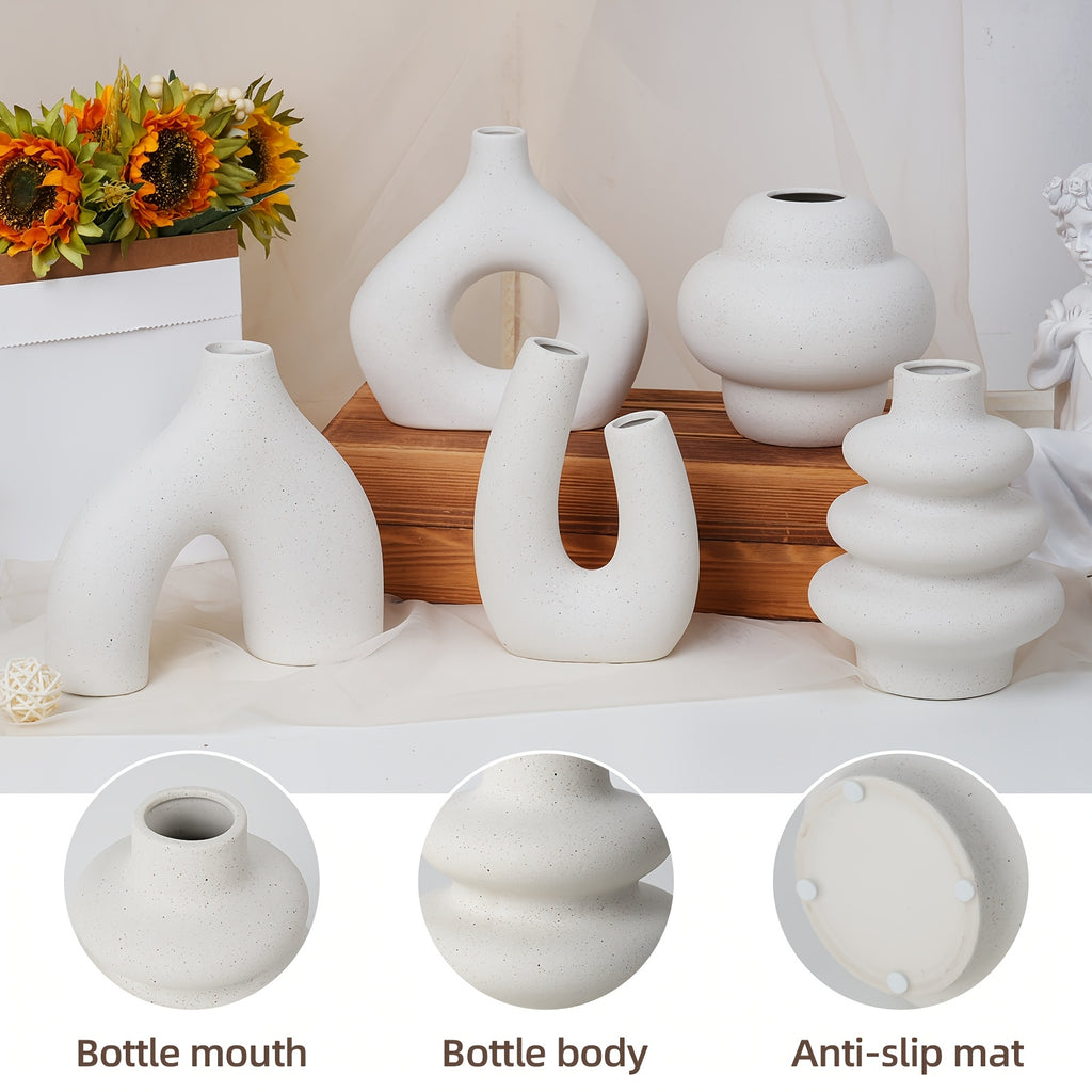 Multi-Purpose 5pcs Ceramic Flower Vase – stylish tabletop accent, versatile floral display, designed for American kitchens, pantries, apartments, home organization, daily use and practical gifting