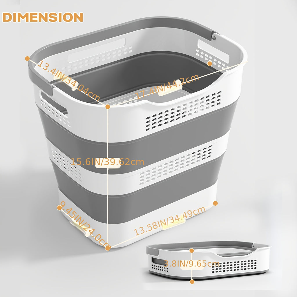 Versatile Stackable Home Storage Bins – portable space-saving storage, Collapsible Laundry Basket 43L 11 5 Gallon Foldable Laundry Basket Plastic with Handles Pop, designed for American homes, daily convenience and practical gifting
