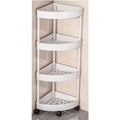Rotating Wheel Bathroom Corner Shelf, Fan-Shaped Three-Layer Storage Rack, Space-Saving 90 ° Corner Design, Thickened And Elevated, Hollow Drainage, Plastic Material, Suitable for Bathroom, Kitchen, Bedroom, Living Room, Utility Racks
