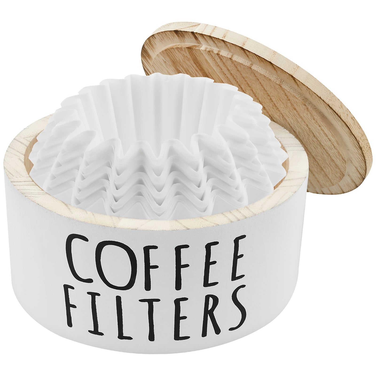 Home Organizer – Coffee Filter Holder Wooden Large Capacity Rustic Coffee Filter Storage Case