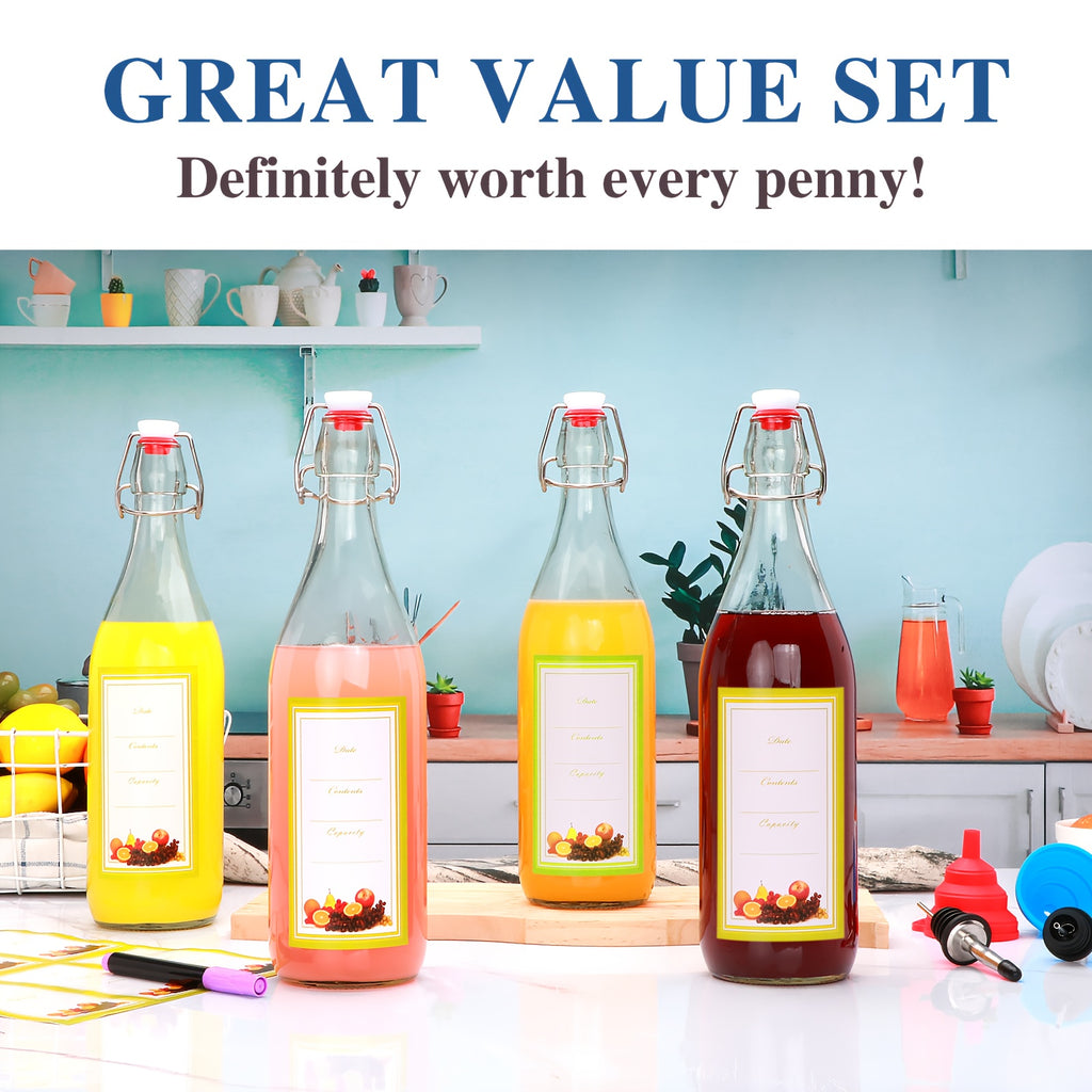 Compact 4/8/12pcs Refrigerator Bottle Organizer – easy-access beverage storage, 4 8 12pcs-16oz Flip Top Glass Bottles with Stopper for Kitchen Organizers And Storage, designed for American homes, daily convenience and practical gifting