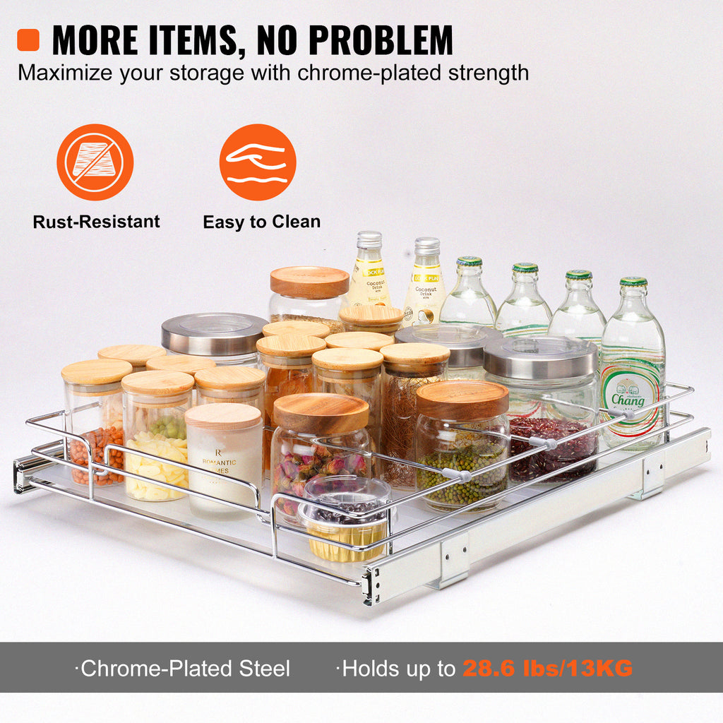 Heavy-Duty Pull-Out Cabinet Organizer – smooth-access cabinet organization, VEVOR 14 W x 21 D 17 W x 21 D Pull Out Cabinet, designed for American homes, daily convenience and practical gifting