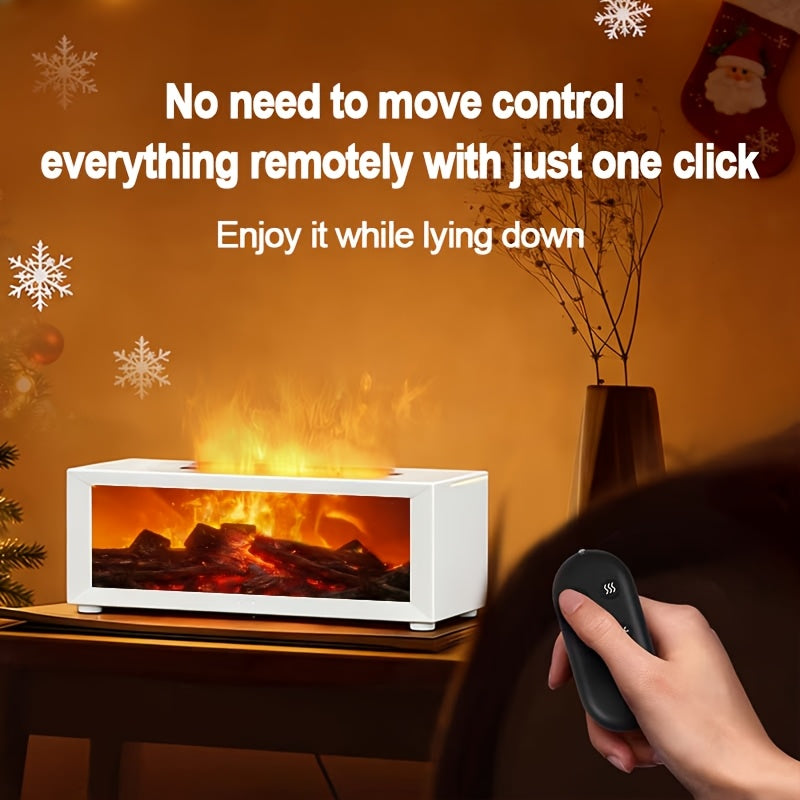 Local Warehouse USB-Powered Simulated Flame Fireplace Humidifier, with Periodic Shut-off Function, Warm Ambient Lighting, and the Ability to Add Aromatic Essential Oils. Suitable for Homes, Schools, Offices, and as a Holiday Gift. An Ideal Choice