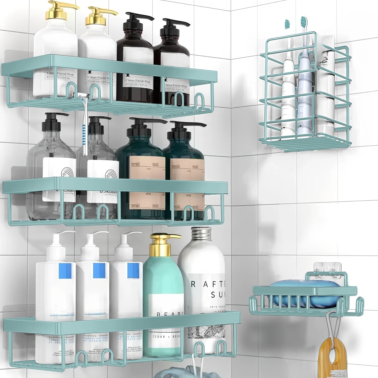 Storage Rack – Modern 5 Pack Adjustable Home Storage Rack durable multi-purpose storage Shower