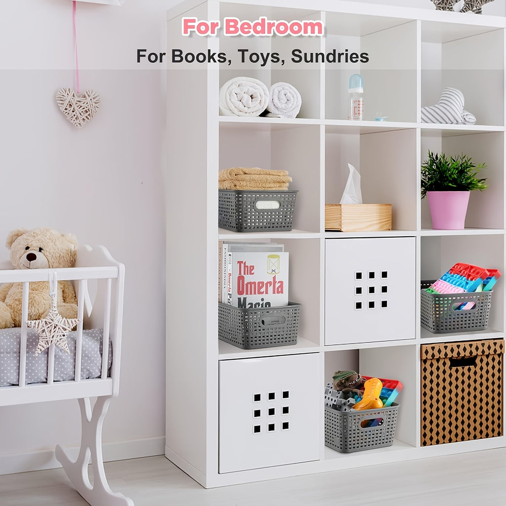 Versatile 2pcs Stackable Storage Drawer – smooth-access cabinet organization, 2pcs 4pcs 6pcs Multi-function Plastic Storage Basket with Lid Organizing Container Knitted Storage Organizer, designed for American homes, daily convenience and practical g