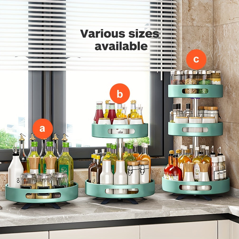 Heavy-Duty Adjustable Home Storage Rack – durable multi-purpose storage, Rotating Seasoning Storage Rack Kitchen Seasoning Shelf Double-layer Household Countertop Corner Seasoning Storage Rack, designed for American homes, daily convenience and pract