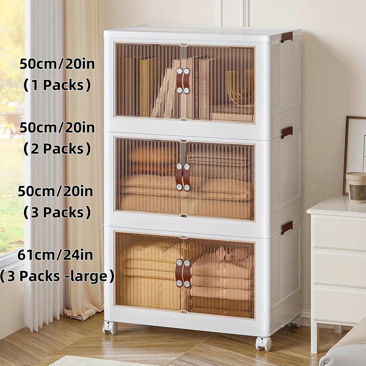 Premium 3pcs Stackable Storage Drawer – smooth-access cabinet organization, Bin with Drawers Stackable Storage Bins with Wheels Open Front Foldable Design for Home, designed for American homes, daily convenience and practical gifting