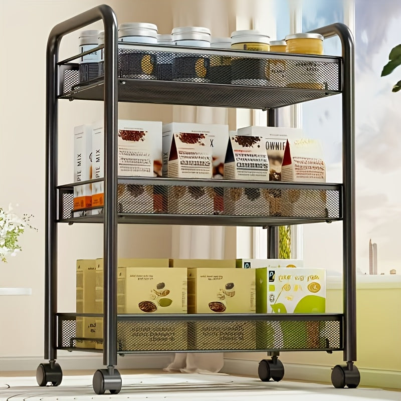 Space-Saving Adjustable Home Storage Rack – durable multi-purpose storage, Multi-layer Carbon Steel Storage Trolley Multifunctional Storage Trolley On Wheels Space Saving Detachable Carbon, designed for American homes, daily convenience and practical