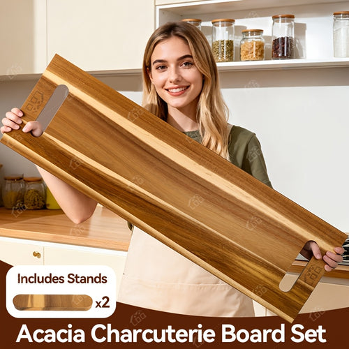 2-Piece Acacia Charcuterie Board Set with Stands