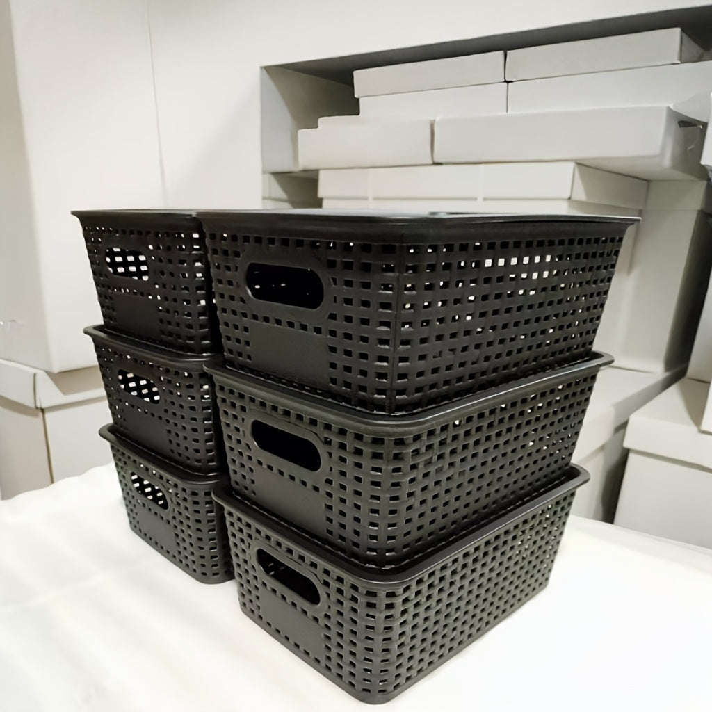 Versatile 2pcs Stackable Storage Drawer – smooth-access cabinet organization, 2pcs 4pcs 6pcs Multi-function Plastic Storage Basket with Lid Organizing Container Knitted Storage Organizer, designed for American homes, daily convenience and practical g
