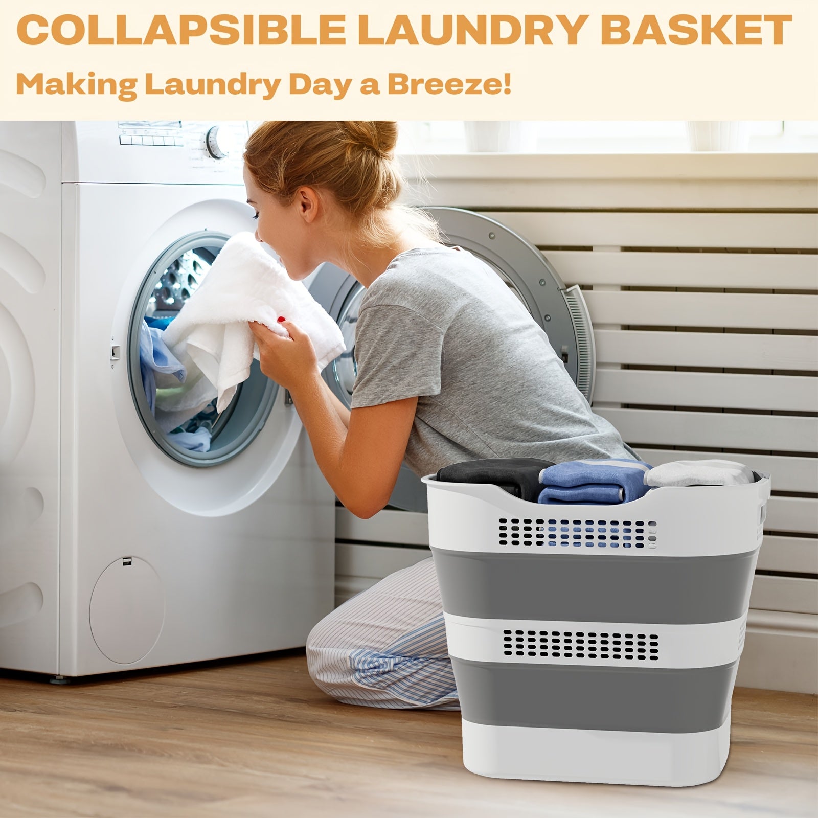 Versatile Stackable Home Storage Bins – portable space-saving storage, Collapsible Laundry Basket 43L 11 5 Gallon Foldable Laundry Basket Plastic with Handles Pop, designed for American homes, daily convenience and practical gifting