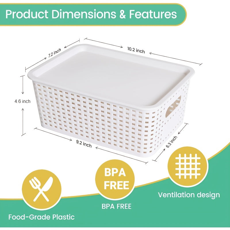 Storage Bins – 6/10 Pack Plastic Storage Baskets with Lids, Storage Boxes for Organization, Stack