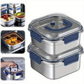 Modern 87 Oz Refrigerator Storage Organizer – easy-access fridge organization, Extra-Large Stainless Steel Food Storage Container 60 87 Oz with Blue Lid - Leak-Proof, designed for American homes, daily convenience and practical gifting