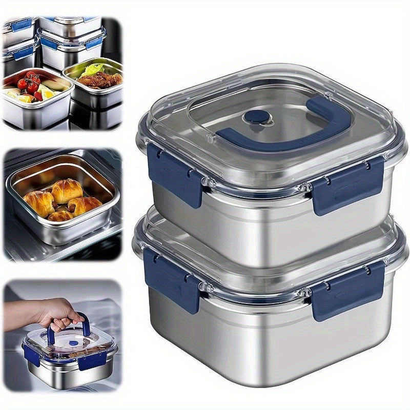 Smart Refrigerator Storage Organizer – easy-access fridge organization, Stainless Steel Food Container with Lid 60 87 Ounces with Blue Lid - Leak-proof, designed for American homes, daily convenience and practical gifting