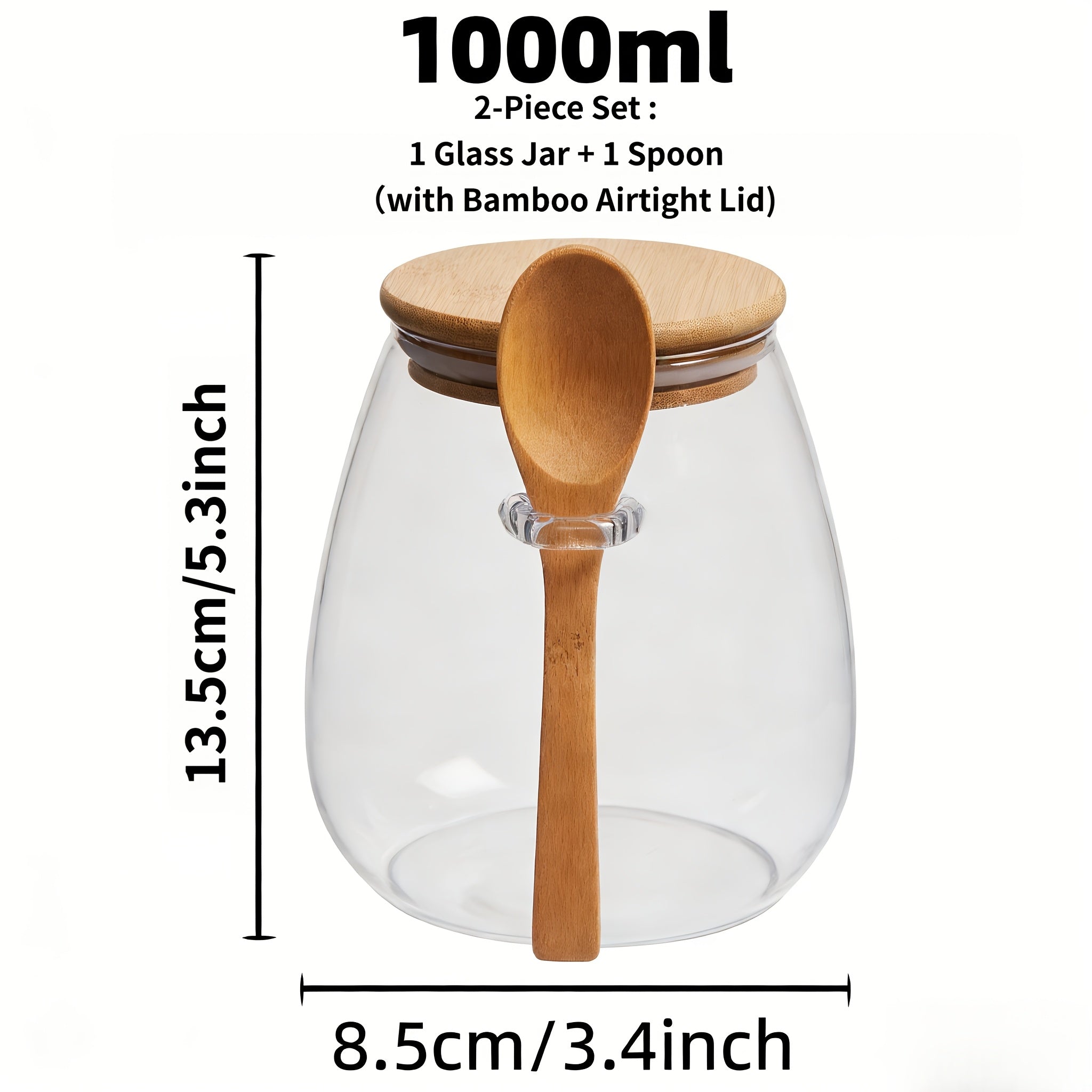 2pcs Set Sealed Glass Storage Jar with Spoon, Reusable Flip Top Round Container, Hand Wash Multipurpose for Coffee, Sugar, Tea, Salt, Candy, Spices - Ideal for Home, Restaurant, Food Trucks