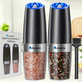 2pcs Gravity-sensing Electric Salt And Pepper Grinder Set, Battery-powered LED Light, One-hand Operation, Local Fast Delivery, Adjustable Coarseness Grinder, Black Kitchen Gadget, Salt And Pepper Grinder Electric 2pcs, Birthday Gift