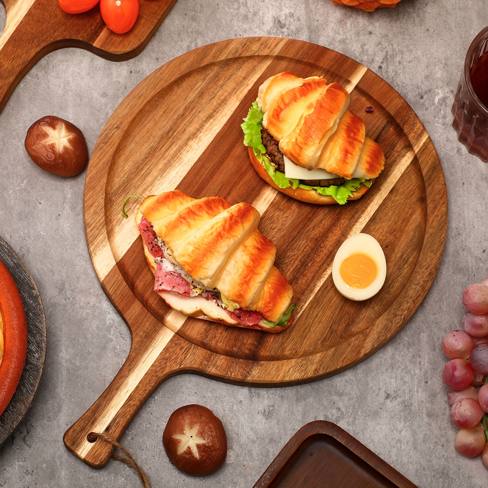 Premium 12 Pack Kitchen Cutting Board – durable food prep and serving, 12 Pack Acacia Wood Cutting Board Bulk With Handle Round Wooden Serving Tray Kitchen, designed for American homes, daily convenience and practical gifting