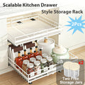 Premium 1/2pcs Stackable Storage Drawer – smooth-access cabinet organization, 1 2pcs Retractable Kitchen Drawer Style Storage Rack with Silent Slide Rail Adjustable Width, designed for American homes, daily convenience and practical gifting