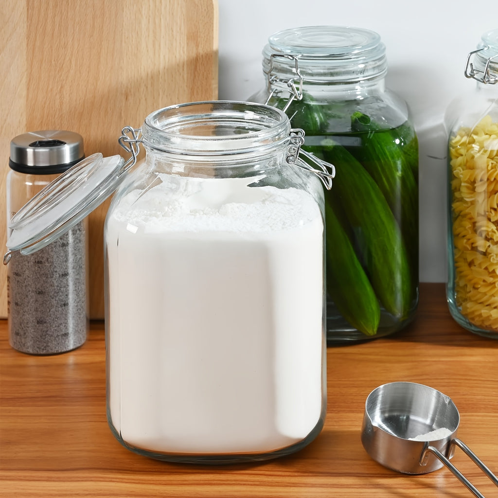 Compact 106 Oz Mason Jar Set – clear reusable pantry storage, 106 Oz Square Glass Jars With Airtight Lid Large Mason Jars Wide Mouth Storage, designed for American homes, daily convenience and practical gifting