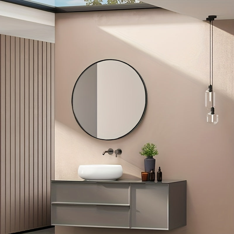 Smart Home Accent Rug – comfortable decorative floor coverage, Round Metal Wall Mirror - Classic Round Decorative Mirror for Entryway Bathroom Sink And, designed for American homes, daily convenience and practical gifting