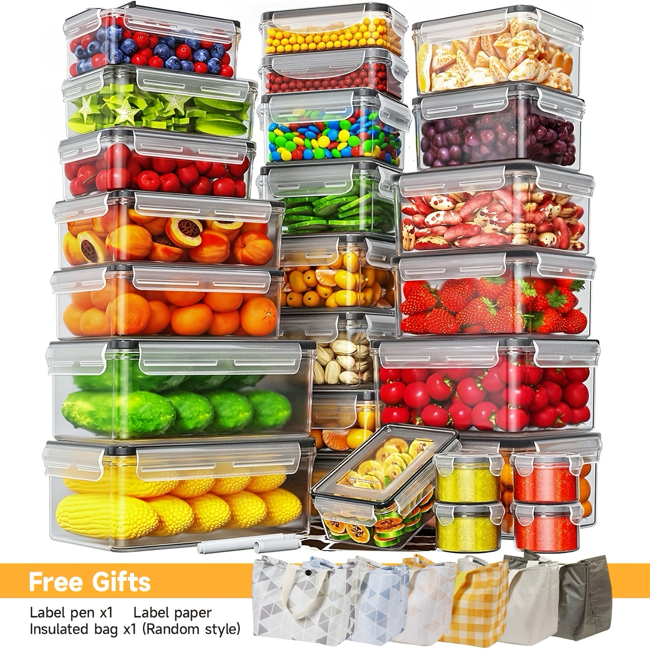 Compact 48pcs Airtight Food Storage Containers – leak-resistant reusable meal prep, 48pcs set Food Storage Container Set Crisper Easy Fix Lids 24 Lids 24 Containers, designed for American homes, daily convenience and practical gifting