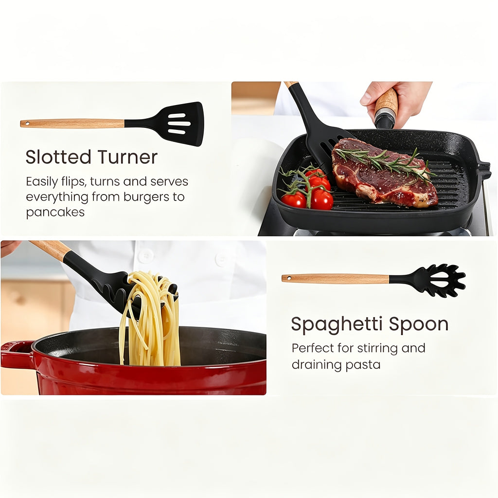 Kitchen Essential – [16pcs Kitchen Cooking Tool Set] 16pcs Are Super Cost-Effective, Complete, High Temperature Resistant, Non-Stick, Dishwasher Safe, Selected Kitchen Tools, Suitable For Ki