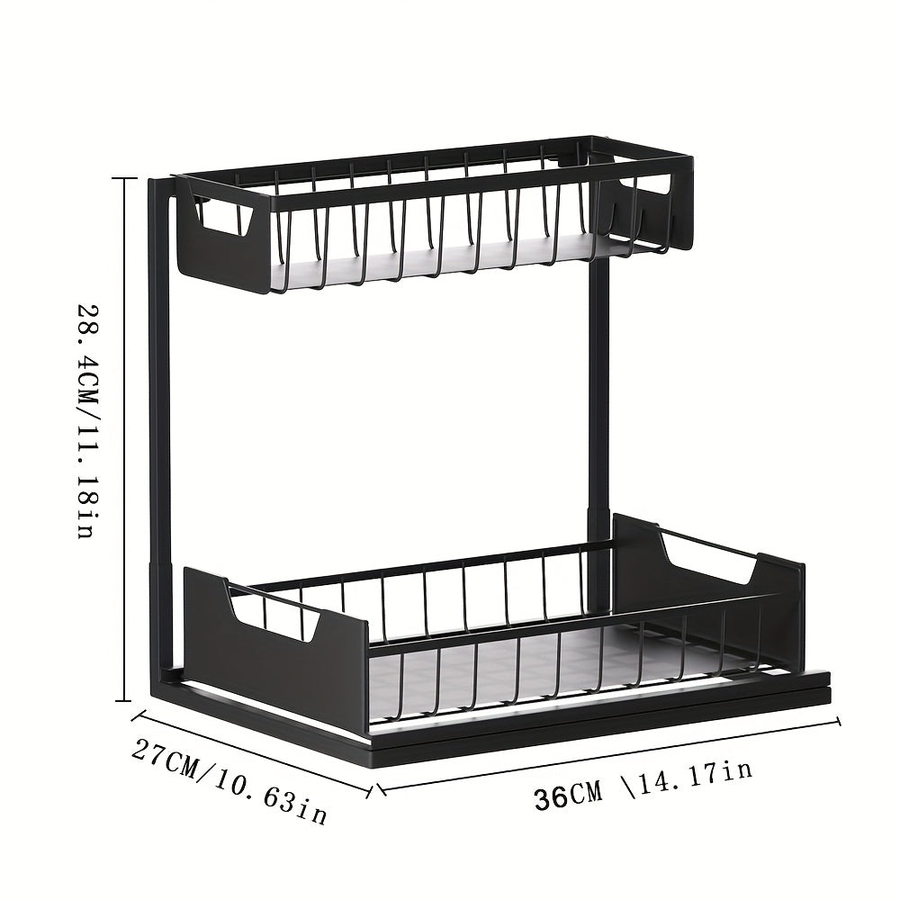 Versatile 1pack Pull-Out Cabinet Organizer – smooth-access cabinet organization, 2-Tier Sliding Under Sink Organizer Rack Kitchen Lower Sink Sorting Sliding Pull-out Cabinet Sorting, designed for American homes, daily convenience and practical giftin