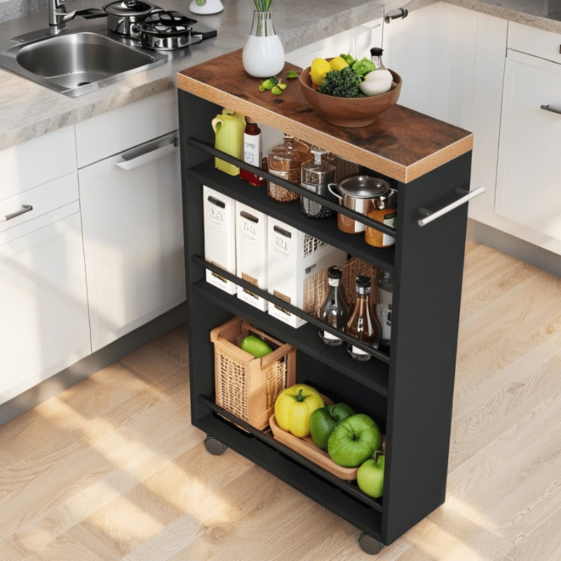 Easy-Access Adjustable Home Storage Rack – durable multi-purpose storage, Slim Storage Cart with 4-Tier Slide Out Shelves Rolling Narrow Utility Cart on Wheels, designed for American homes, daily convenience and practical gifting