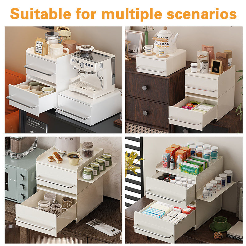 Magnetic Adjustment Layer Metal Stacking | Equipped with Drawer Storage, Coffee Machine Cup Dust Protection, Christmas Special Offer