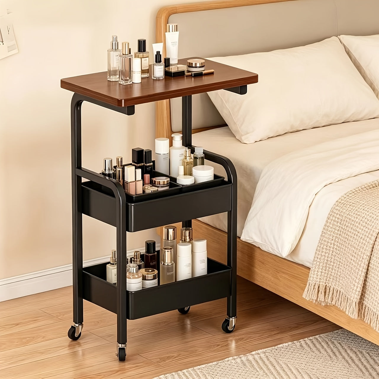 3-Tier Heavy-Duty Metal Rolling Kitchen Cart with 3-Tier Shelves, Mobile Storage Cart Suitable for Small Spaces, Assembly, Space-Saving for Pantry, Apartment, - Sturdy Multi- Cart
